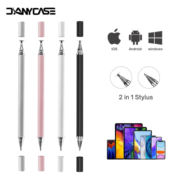 original 2 in 1 Universal Stylus Pen For Tablet Mobile Android ios Phone iPad Accessories Drawing Tablet Capacitive Screen Touch Pen