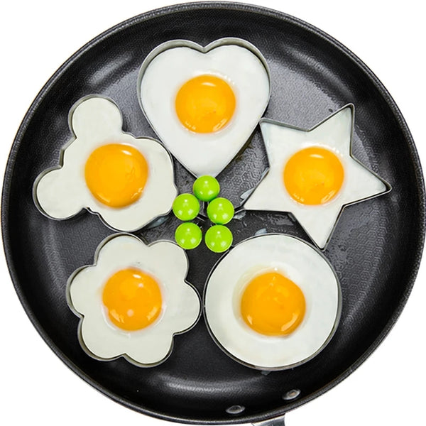 Baking utensils stainless steel omelet creative steamed poached egg love-shaped omelette mold flower lunch model