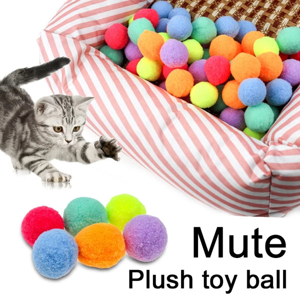 20 Pcs Cute Funny  Toys 2.5cm Stretch Plush Ball Soft Colorful  Toy Ball Interactive  Toys Kitten Toys Chew Toy
