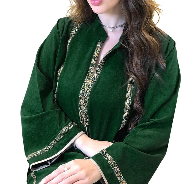 Jalabiya Diamonds Loose Muslim Robe Women Luxury Middle East Dubai Evening Dress Floor Length Abaya Koftane Marocain Vestidos