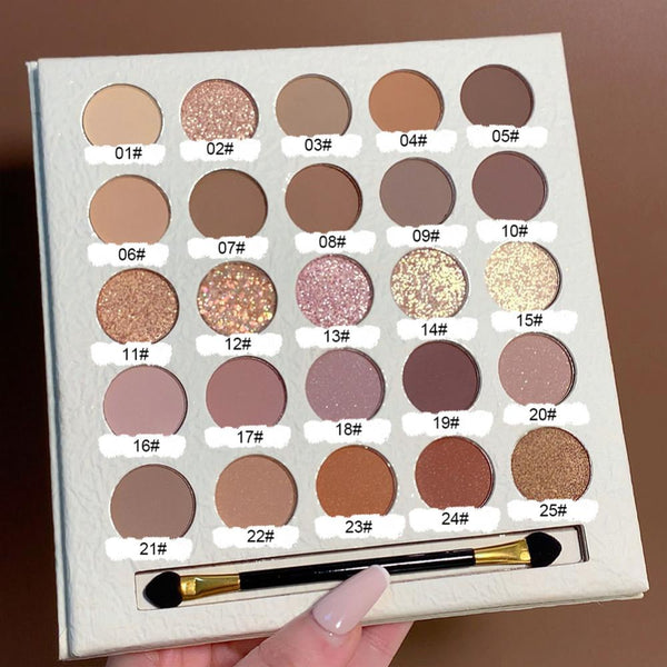 25 Color Eyeshadow Palette Earthy Pearly Easy-to-color Eye Shadow Pallete No Blooming Portable Make-up For Women Cosmetics