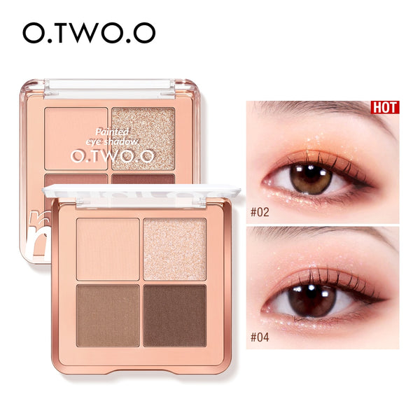 O.TWO.O Eyeshadow Palette Glitter Eye Shadow 4 Colors Matte Shiny Waterproof Highly Pigmented Blending Powder Eye Make-up Pallet