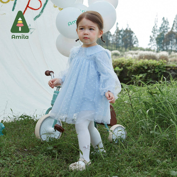 Amila Children&#39;s Wear 2022 Spring New Qi Girls Baby Skirt Fairy Princess Mesh Dress