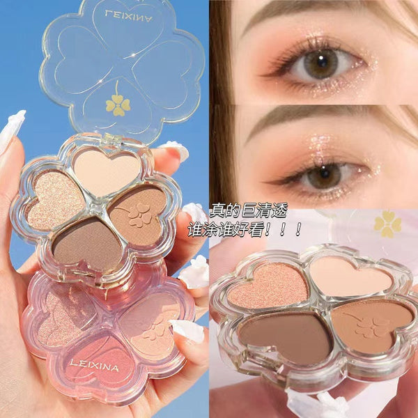 Lucky Clover Eyeshadow Palette for Beginners Pearlescent Matte Daily Natural Nude Long-lasting Makeup