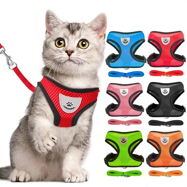 Dog Adjustable Harness Vest Soft Mesh Chest Strap Supplies Nylon Safety Mesh Chest Strap Outdoor Walking Lead Leash For Dogs