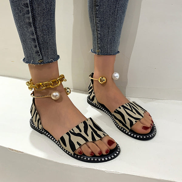 European and American style 2021 summer new  style sandals female ins  students casual lazy set feet  large size flat shoes evening breeze with skirt shoes