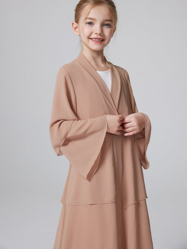 Girl's Middle Eastern Traditional Abaya, Triple-Layer, Long Sleeves, Suitable For Traditional Festivals Parties, Chinese Size, Please Check The Size Guide Carefully