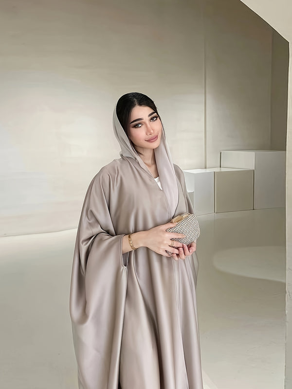 Batwing Sleeve Hooded Abaya, Elegant Solid Color Abaya, Women's Clothing