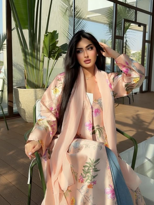 Plus Size, One Piece Abaya, Pink Plus Size Women's Abaya Robe - Elegant Turkish Style Long Dress Coat, Non-Transparent Islamic Attire for Formal and Casual Wear - Abaya Outfit Without Headscarf, Muslim Dressing, Loose Fit, Co
