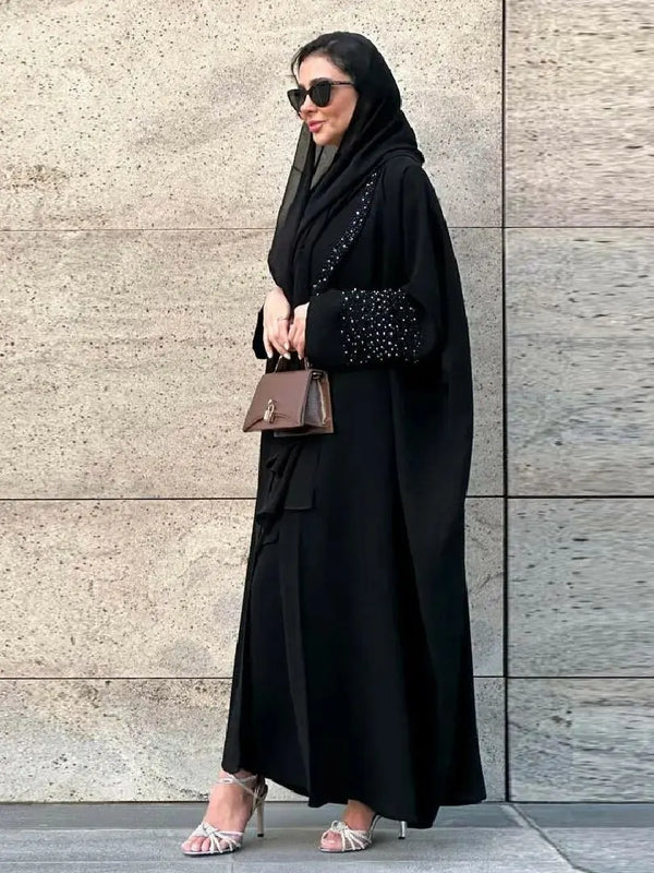 Black Open Kimono Abaya Damen Dubai Luxury Muslim Abayas For Women Kaftan Dress Kebaya Islamic Clothing Robe Femme Musulmane