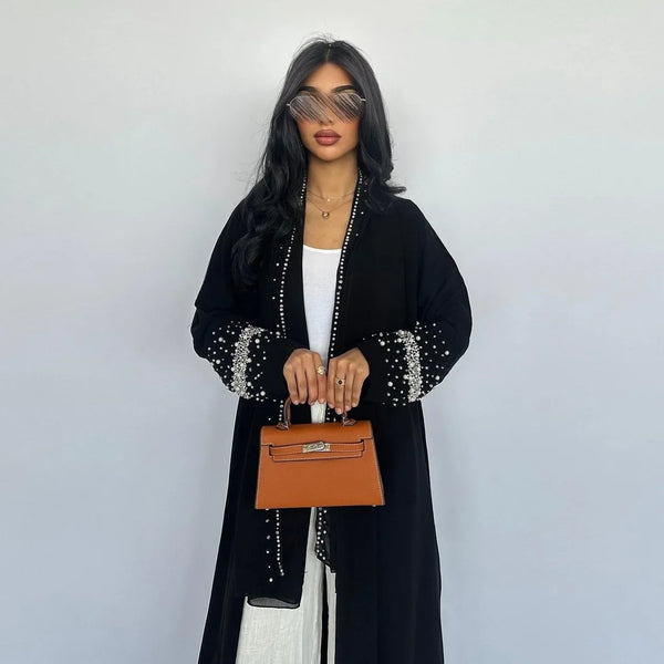 Eid Ramadan Muslim Women Diamonds Maxi Hijab Dress Open Abaya Kimono Kaftan Dubai Abayas Islam Robe Caftan Marocain Femme Kebaya