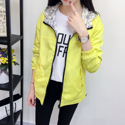 Women's Windbreaker Jacket College Style Long-Sleeved Korean Students Loose-Fitting Thin Short Short Women