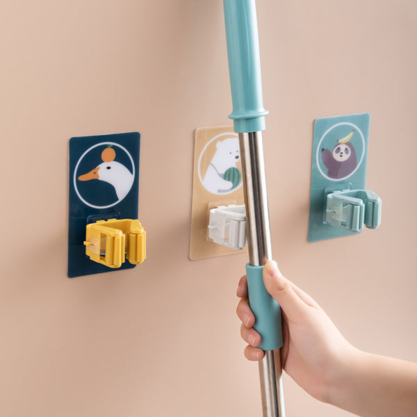 Mop clip wall hanger hook