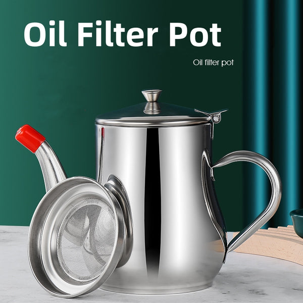 Stainless steel Anshi pot oil pot filter residue oil storage tank multi-purpose seasoning bottle seasoning bottle household oil bottle with filter