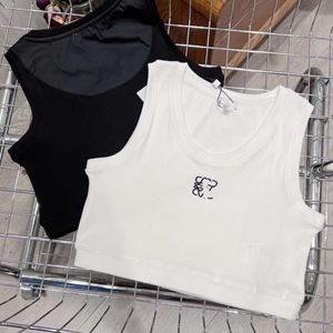 Spring and summer new underwear vest logo embroidery elastic sports short section knitted vest top size is small recommended L, XL size