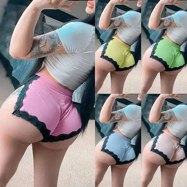 New lace women's leggings split peach buttocks multicolor casual pants buttocks sweat-absorbent breathable tight bottoming shorts