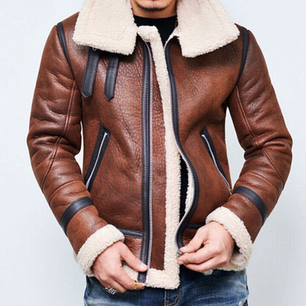 Winter Warm jacket with Leather Zipper