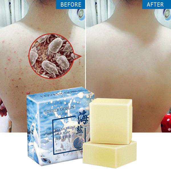 Sea Salt Soap Oil Control Remover Makeup Moisturize Face Wash Goat Milk Soap Deep Cleansing Pores Blackheads Soft Skin Soap