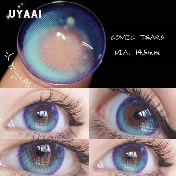 UYAAI 1 Pair Blue Lenses Anime Accessories Color Contact Lenses for Eyes Comic Tears Eye Fashion Lenses Green Lenses