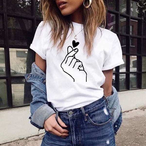 Women's t-shirt Harajuku love t shirt women feminina ladies Than heart ulzzang graphic t shirts women 2023 summer femme clothes