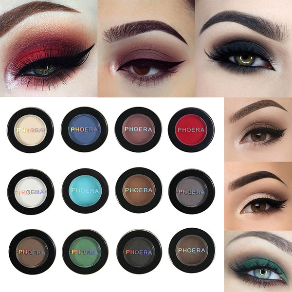 PHOERA Matte 12 Colors Eye Shadow سهل التلوين ناعم وحريري مسحوق ظلال العيون لوحة طويلة الأمد الجمال ماكياج العيون مستحضرات التجميل