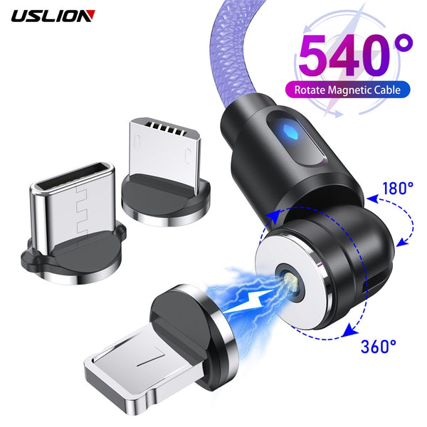 USLION كابل مغناطيسي USB نوع C كابل شحن سريع آيفون Xiaomi المغناطيس تهمة مايكرو USB كابل USB C كابل الهاتف المحمول الحبل