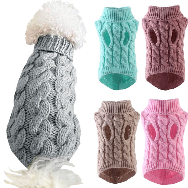 Dog Twist Knit Sweaters Turtleneck Knitted Pet Clothing Puppy Cat Sweater Vest Chihuahua Yorkie Coat Two-legged Clothes