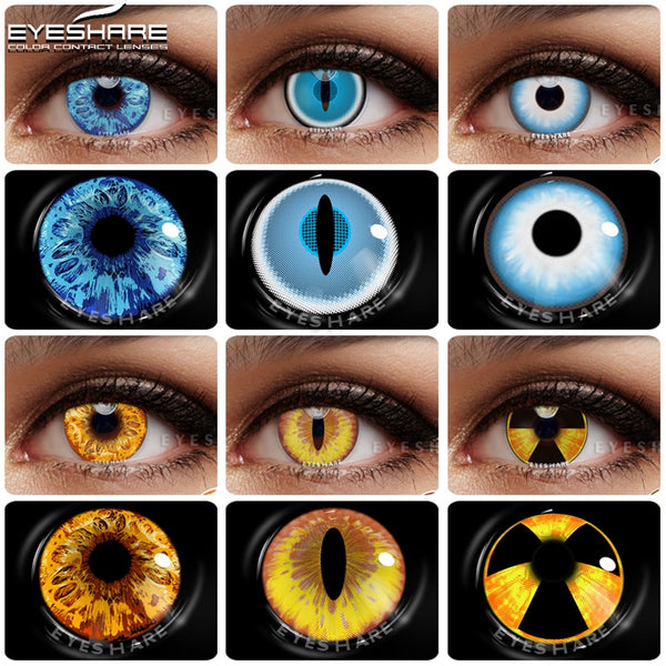 EYESHARE Cosplay Color Contact Lenses 2pcs Colored Contacts for Eyes Blue Cosmetic Halloween Anime Makeup Colorful Crazy Lens