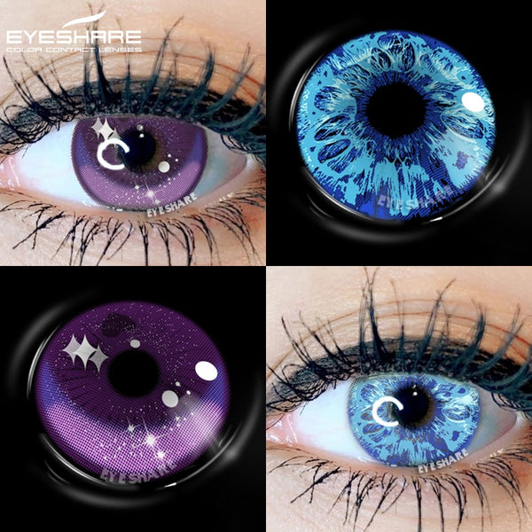 EYESHARE Color Contact Lenses For Eyes 2pcs Anime Cosplay Colored Lenses Blue Purple Halloween Lenses Contact Lens Beauty Makeup