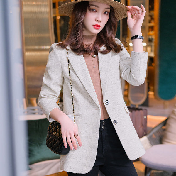 Plaid Suit Jacket Women's New Woolen Top