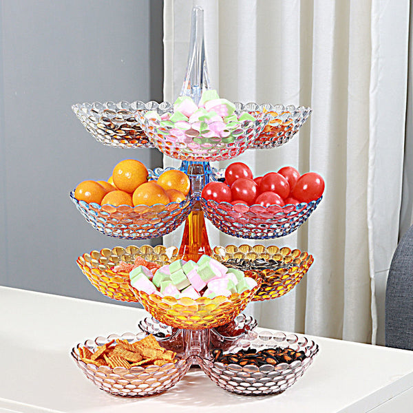 Fruit plate simple fashion light luxury style plastic transparent home living room multi-layer tall fruit refreshment  plate