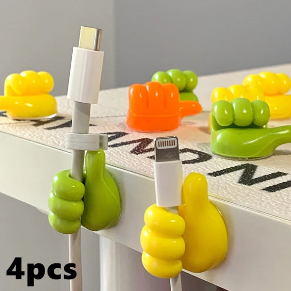 4Pcs Multifunctional Clip Holder Thumb Hooks Wire Organizer Wall Hooks Hanger Strong Wall Storage Holder For Kitchen Bathroom