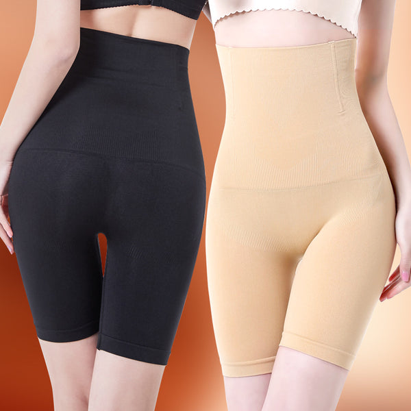 High waist tummy control underwear women's hip-lifting waist flat-leg pants anti-roll high elastic body shaping postpartum pants ladies plus size